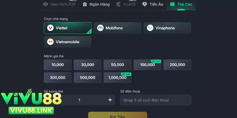 Bằng thẻ cào điện thoại