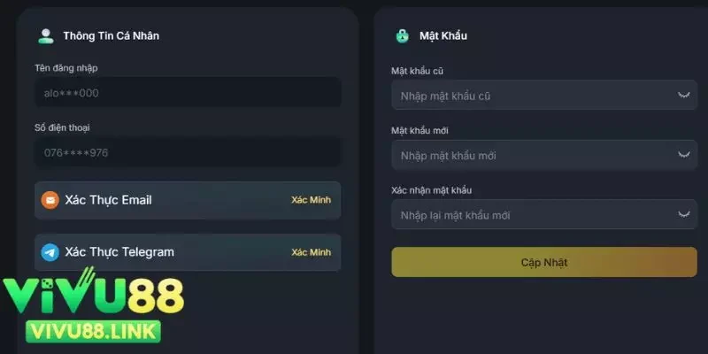Cập nhật bảo mật tài khoản từ cổng game